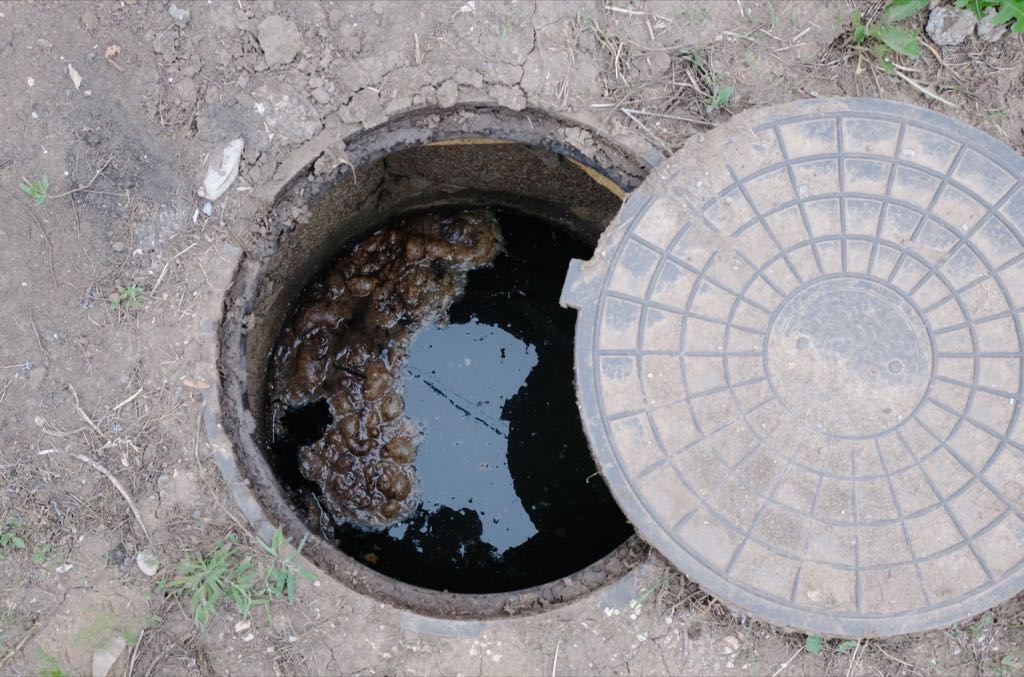 full cesspool with the lid opened before pumping on Oahu