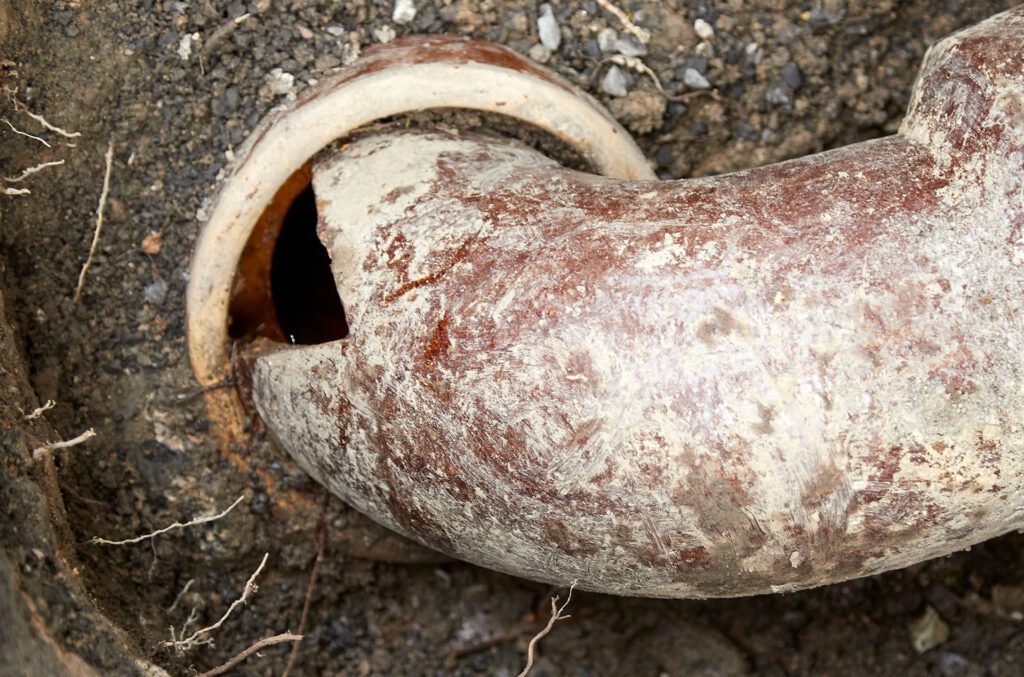 broken sewer pipe