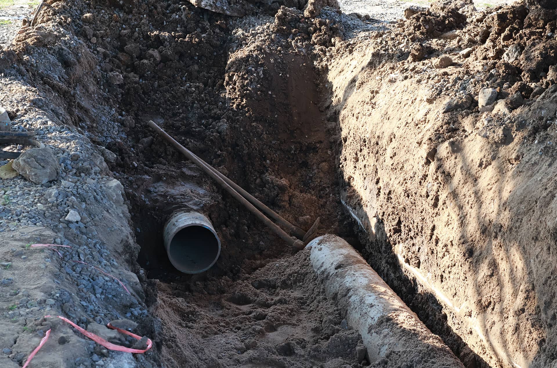 sewer line being replaced